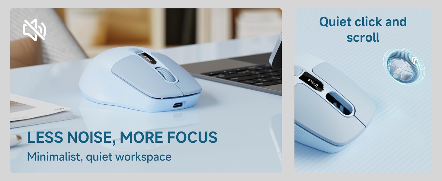 Dual-Mode Wireless Bluetooth Mouse with LED Display for Laptop - Bluetooth 5.0, 2.4GHz, 400mAh Type-