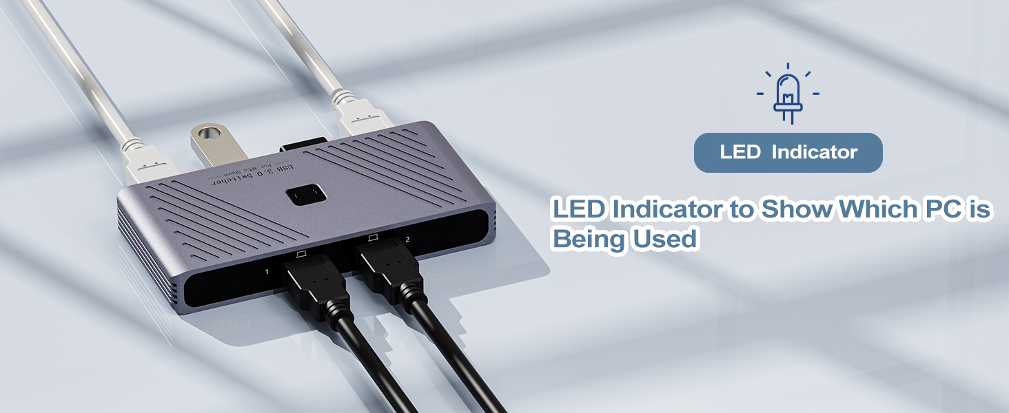 USB 3.0 Switch, 2 Computers Sharing 4 USB Devices, One-Button Switcher for Keyboard Mouse Printer Sc