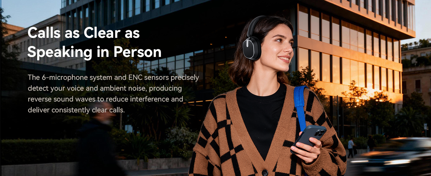 Active Noise Cancelling Headphones,120H Playtime Bluetooth 6.0 Wireless Headphones