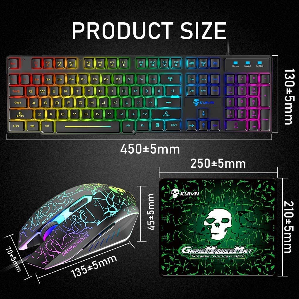 Backlit Chiclet Keyboard 4-zone Rgb Zhhcyyds Gaming Keyboard and Mouse Combo,RGB Rainbow Backlit Keyboard