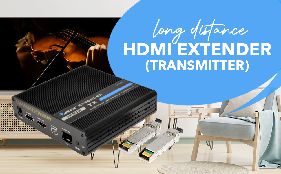 4K HDMI Extender Balun by OREI Transmitter Only Over Fiber Optic