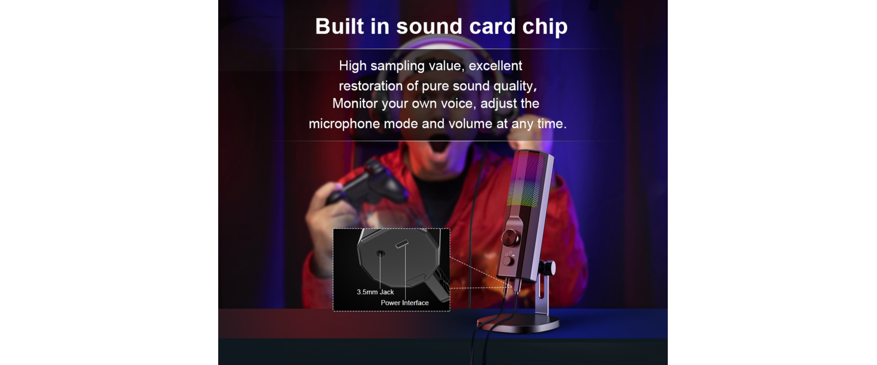 Built-in Sound Card Chip, 3.5mm Monitoring Jack