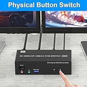 Switch by Panel button Push-button design allows for one-touch switching using a button on the KVM S