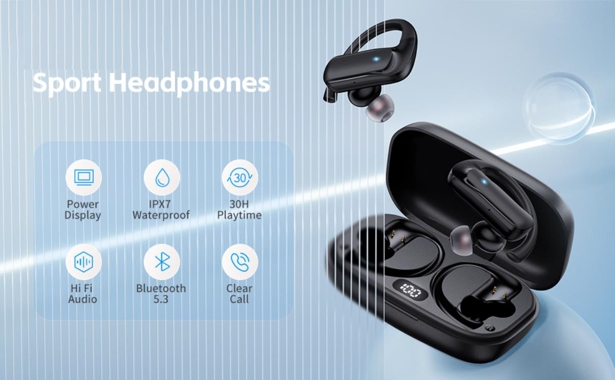 True Wireless Earbuds, Bluetooth Headphones with Earhook