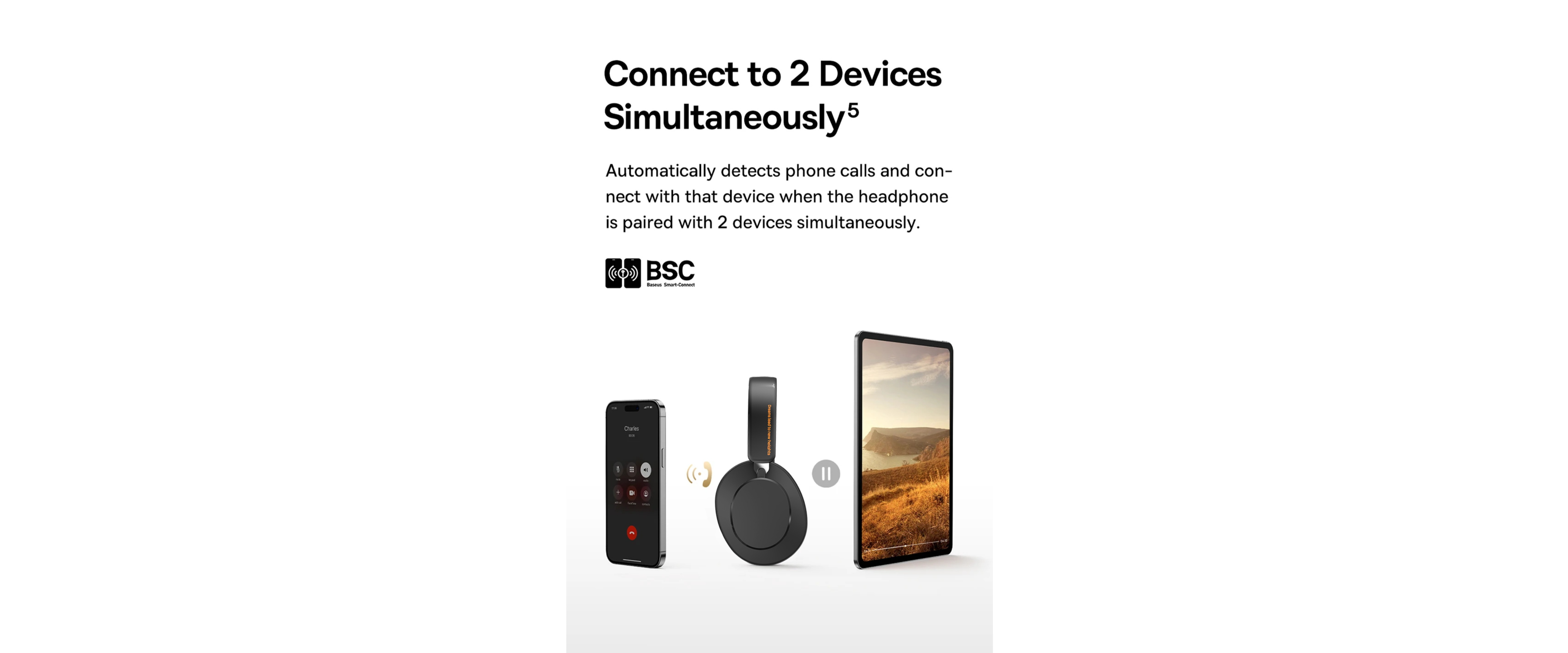 INMISS ANC500 | Dual device simultaneous connection, BSC smart connect