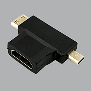 3 in 1 Mini HDMI Male and Micro HDMI Male to HDMI Female T-Adapter HD 1080p 4K