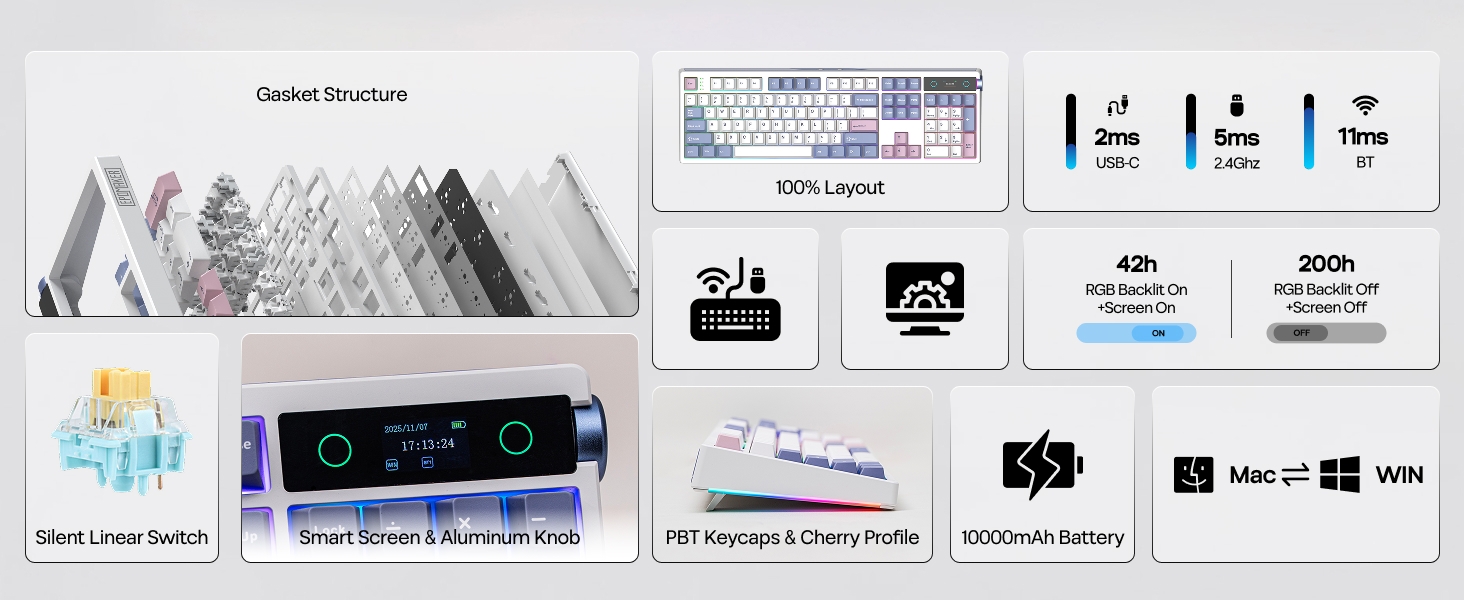 EPOMAKER TH108 PRO Full Size Mechanical Keyboard