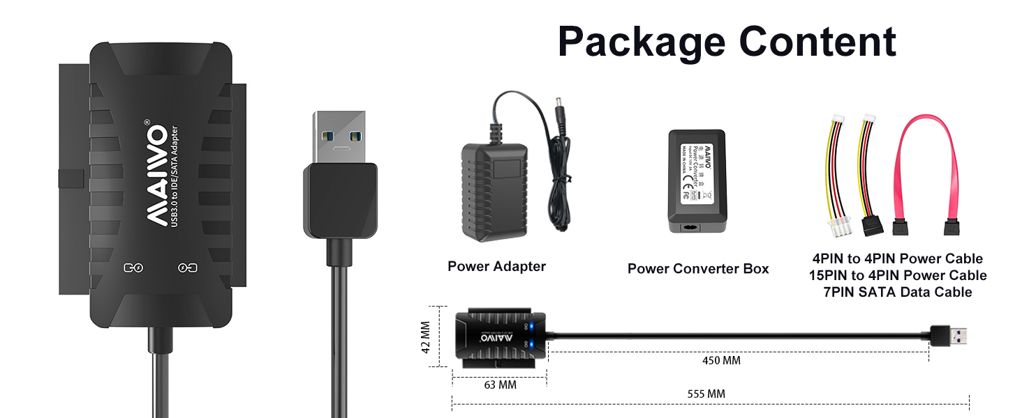 SATA/IDE to USB 3.0 Adapter for Universal 2.5 3.5 inch IDE and SATA HDD/SSD