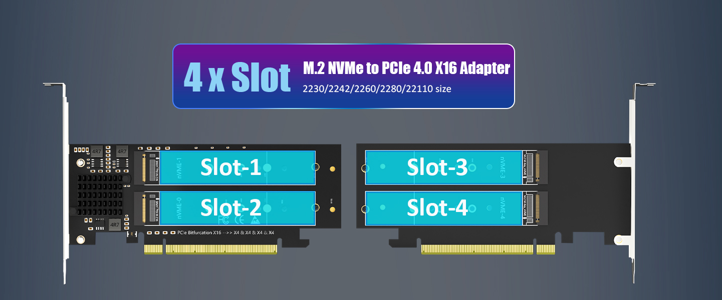 Quad M.2 NVMe to PCIe 4.0 X16