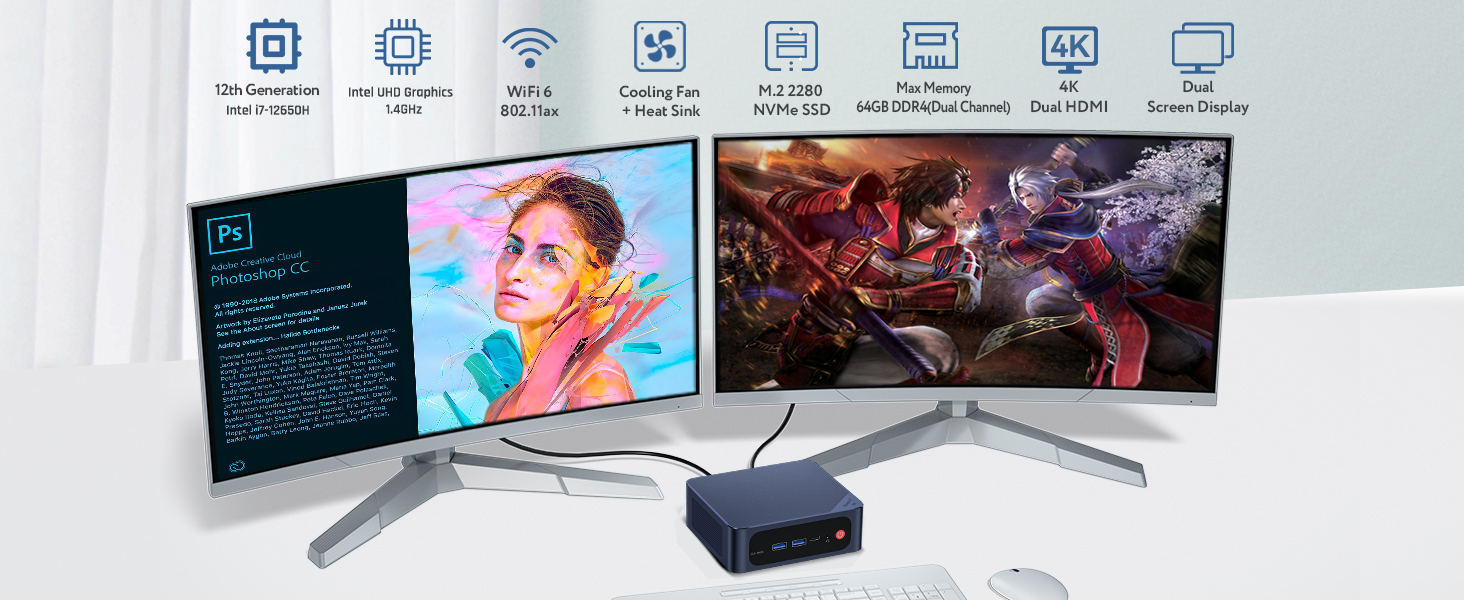  Beelink SEI12 Mini PC with Intel Core i7-12650H(10C/16T), 32GB  DDR4, 500GB NVMe M.2 SSD, Dual Display 4K Output, WiFi 6, Bluetooth 5.2  W-11 Mini Desktop Computer : Video Games