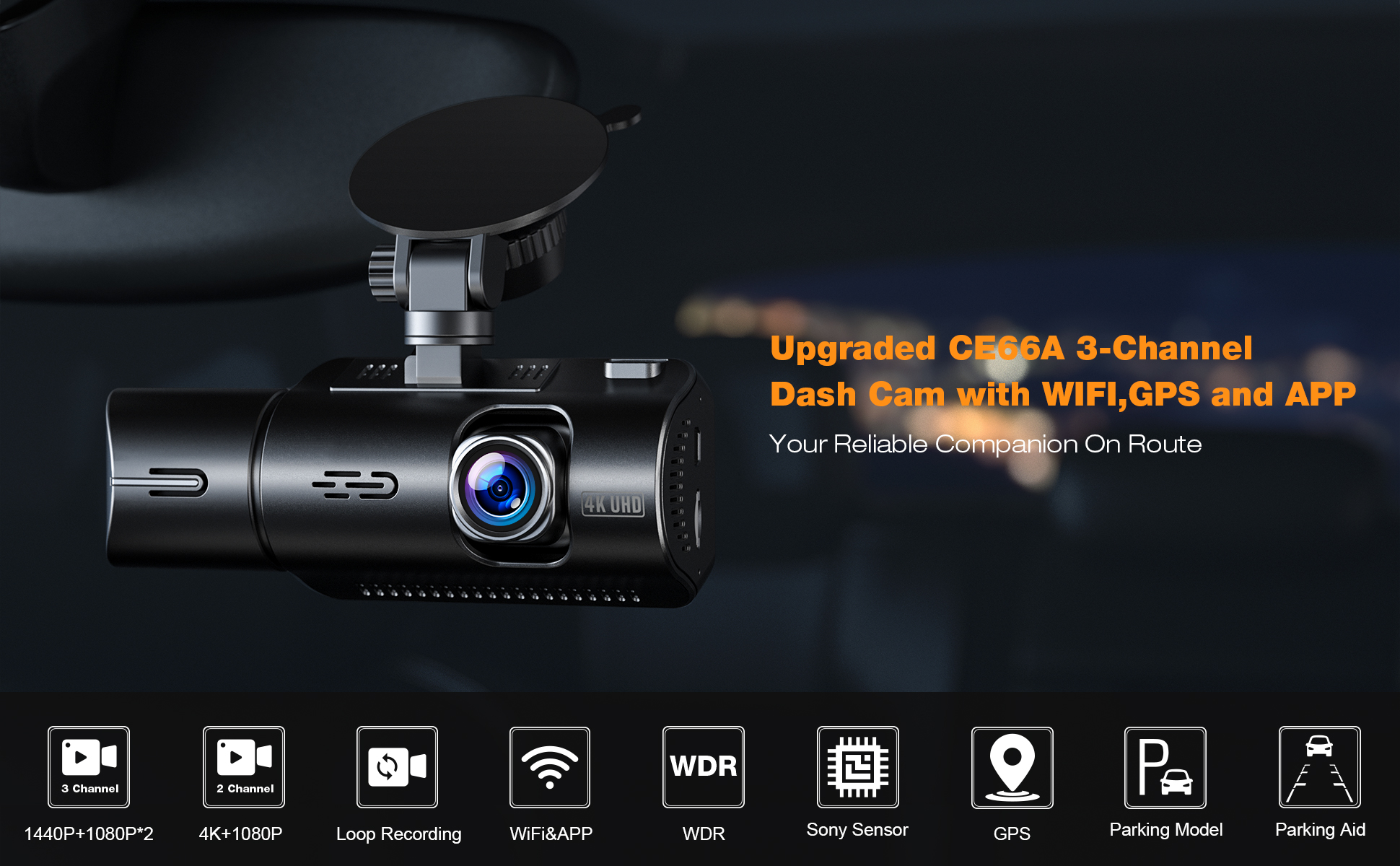 Toguard C350/DC06 4K+1080P WiFi Front and Rear Dual Dash Camera with 3 –  Toguard camera