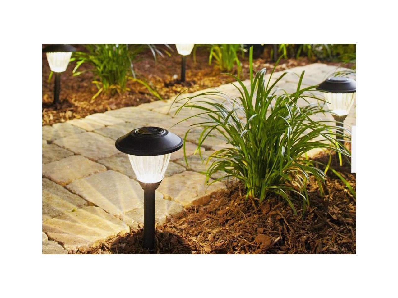 Hampton Bay Solar Powered LED Textured Black Stake Lights (8-Pack)