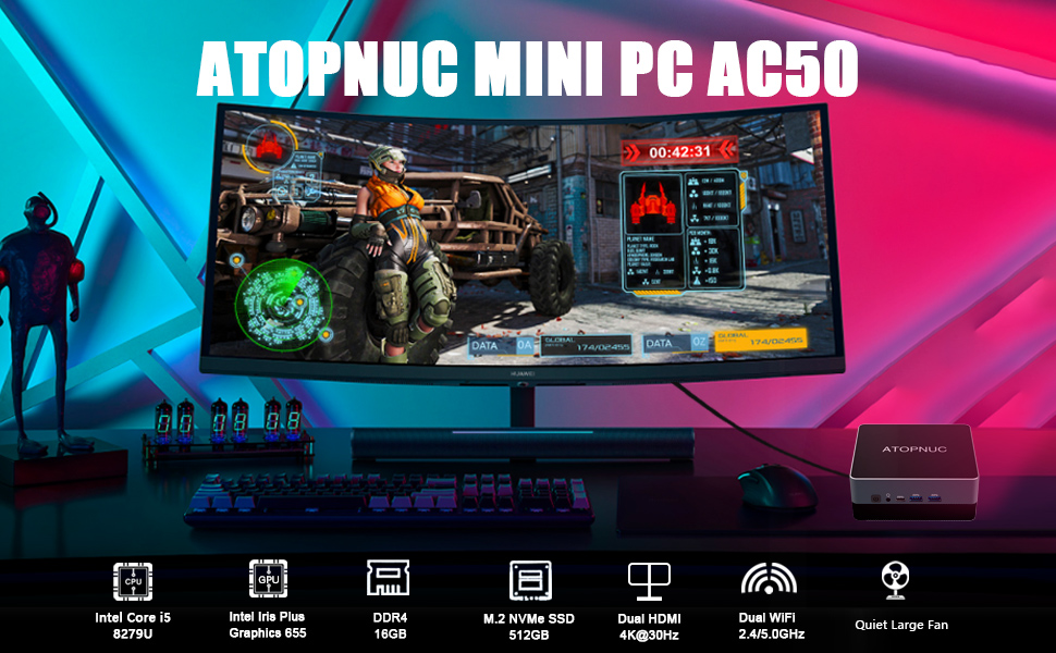 Mini PC i5 8279U Desktop Computer Windows 11 Pro Wifi + BT HDMI SSD 240 GB  RAM 8
