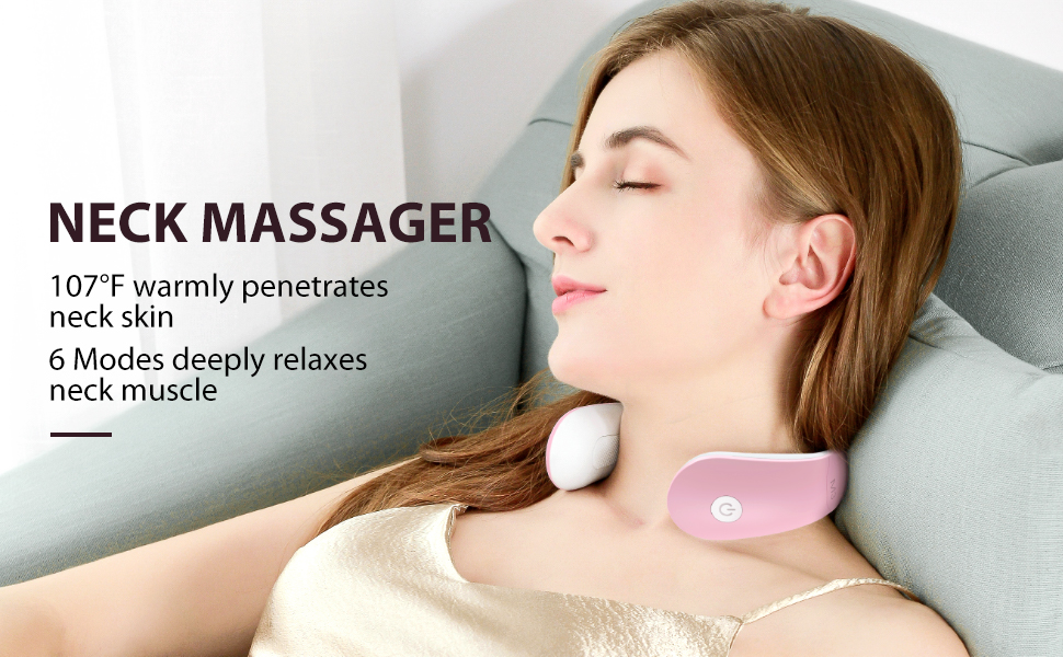 KaRQlife Intelligent Neck Massager with Heat,Electric Pulse Neck Massager for Pain Relief,6 Modes 18 Levels Cordless Deep Tissue Massager, Control