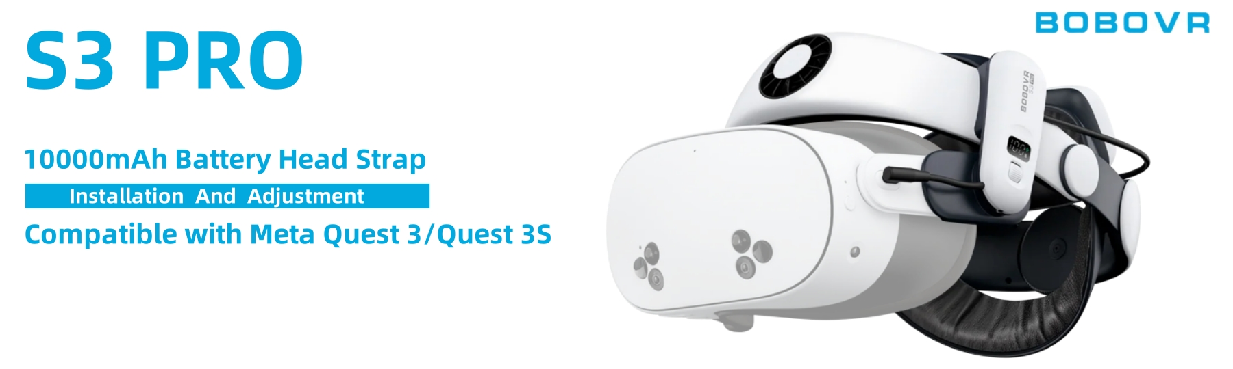 BOBOVR S3 Pro Battery Head Strap for Meta Quest 3 and TWO