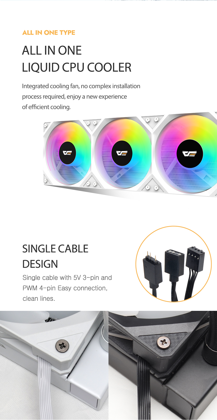 darkFlash EXPLORE DO360 360mm AIO Liquid CPU Cooler Segment LCD Display 5V ARGB Lighting Coppe