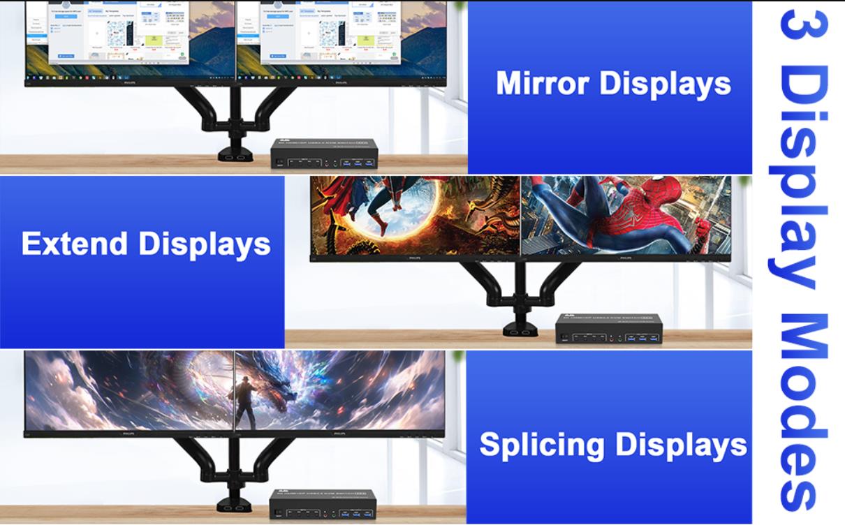 3 monitors 4 computers KVM comes with a 3.5mm Audio Jack port with a DAC chip inside, which can be i