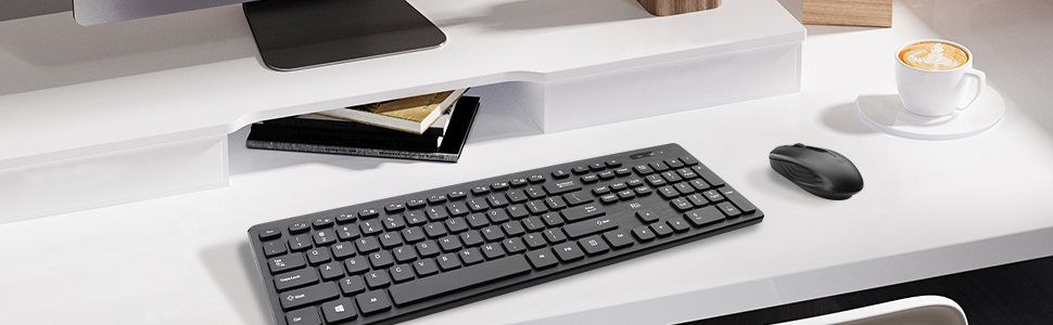2.4GHz Full-Sized Cordless Keyboard Mouse for Computer