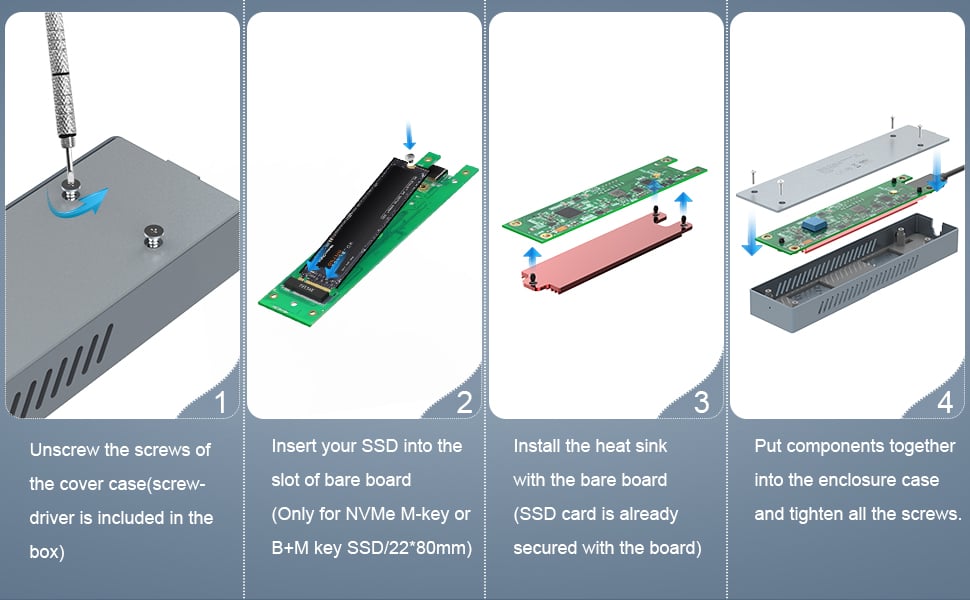 Achetez WAVLINK ST338C Pour Nvme PCIE UASP M Clé NGFF SATA USB-C M2 SSD  Enclosoire M.2 à USB 3.1 Gen 2 Nvme SSD Adaptateur de Chine