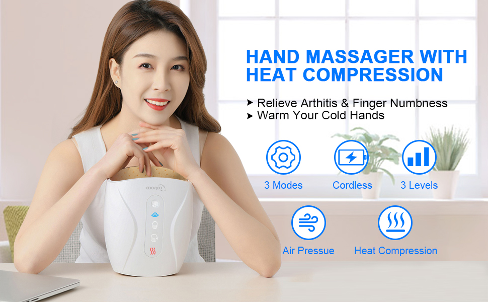 Gifts Hand Massager With Compression And Heating Arthritis, Wireless Hand  Massager Carpal Tunnel And Finger Numbness Multi-function Massager, Christma