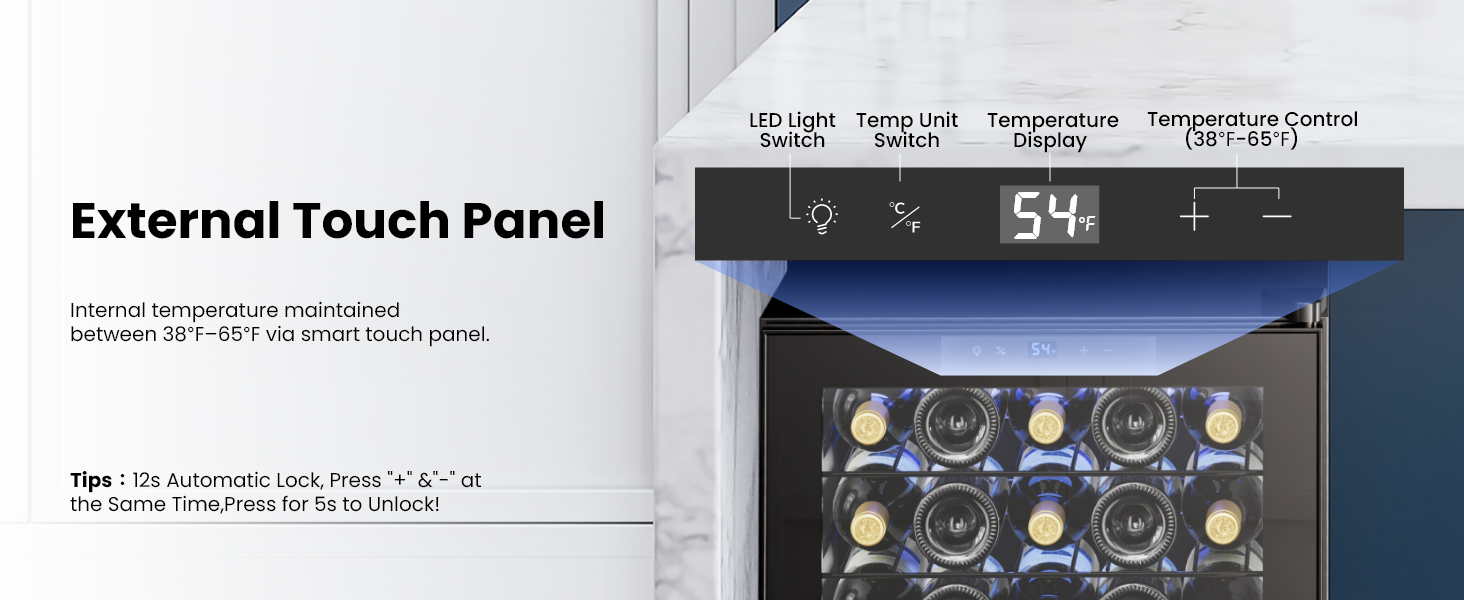 38-65°F digital temp control