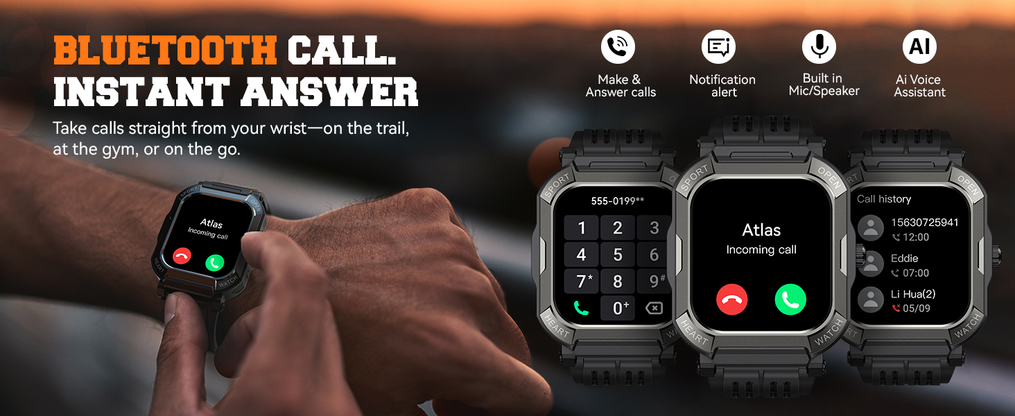 Military Smart Watches for Men (Answer/Make Calls), 1.91'' Fitness Smart Watch for Android & iPhone,