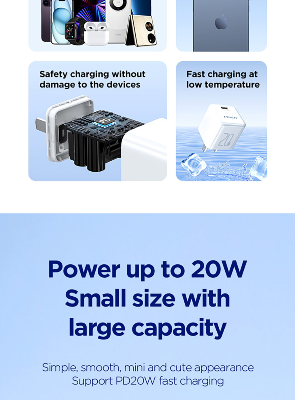 PISEN TP-C36 PD20W Pudding Single Port Fast Charger