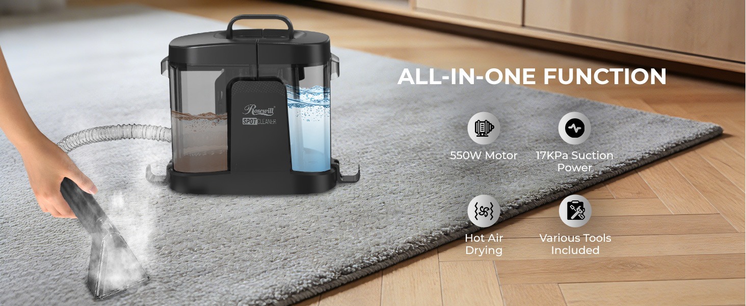 Rosewill Multi-Purpose Portable Carpet and Upholstery Spot Cleaner - Black