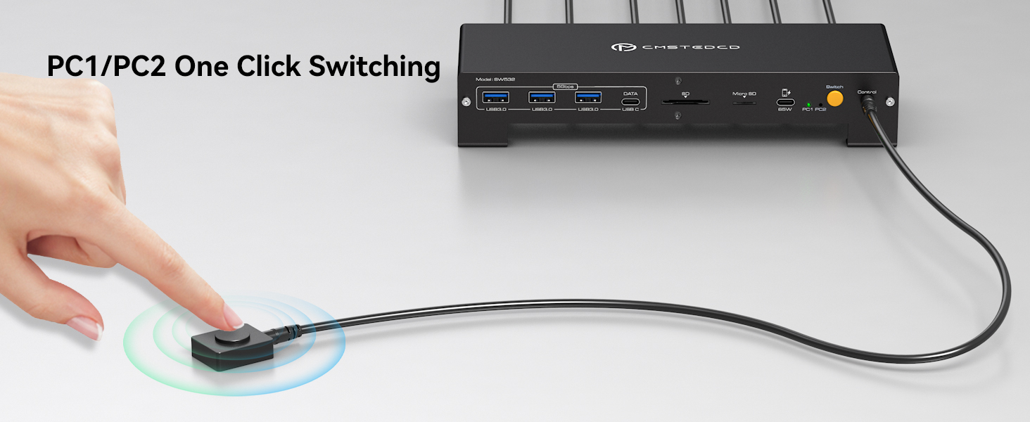 USB C KVM Docking Station Switch 3 Monitors 2 Computers with 100W PD Supply Hybrid Displayport and H
