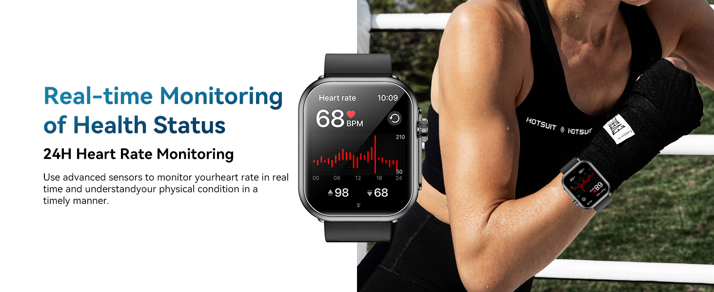 Smart Watch for Men Women, 1000mAh Battery 100-Day Standby Time, 1.85" HD Screen Fitness Tracker