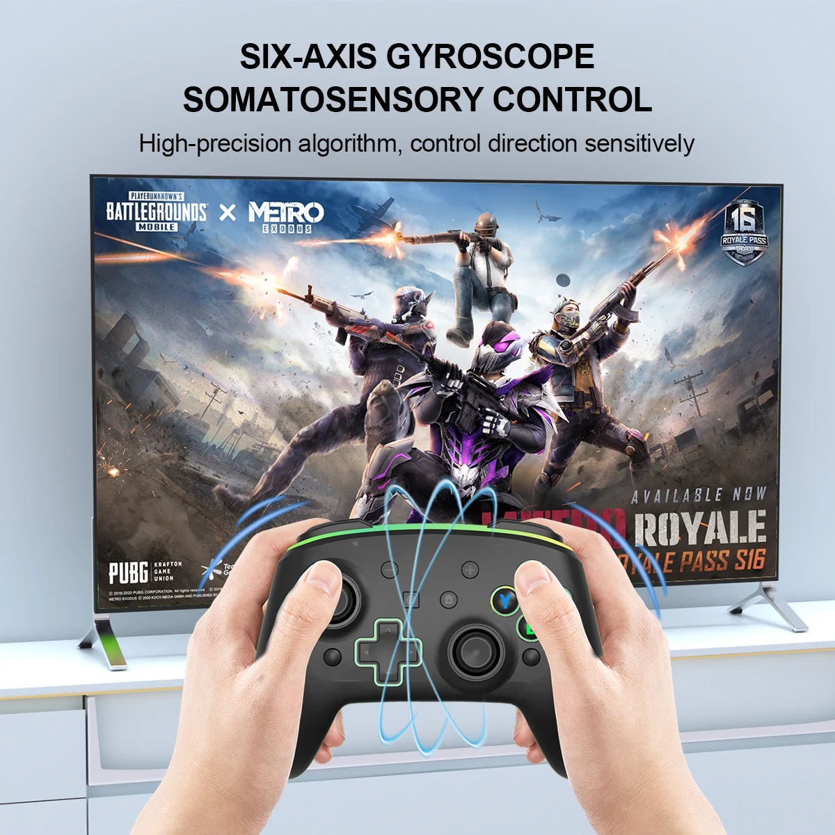 the wireless controller has six-axis gyroscope somatosensory control