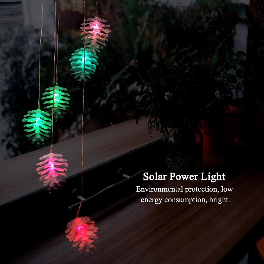 Solar Power LED Color Changing Pine Cones Wind chime Light Outdoor Garden Lamp 