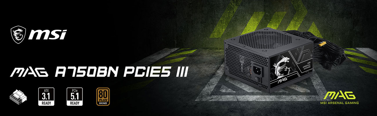  MSI MAG A750BN PCIE5 Non-Modular Compact Gaming 750W Power Supply
