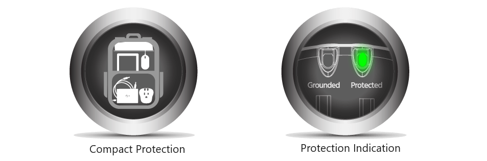 1 Outlet Portable Mini Surge Protector, 540 Joules, Clamping Votage 500V