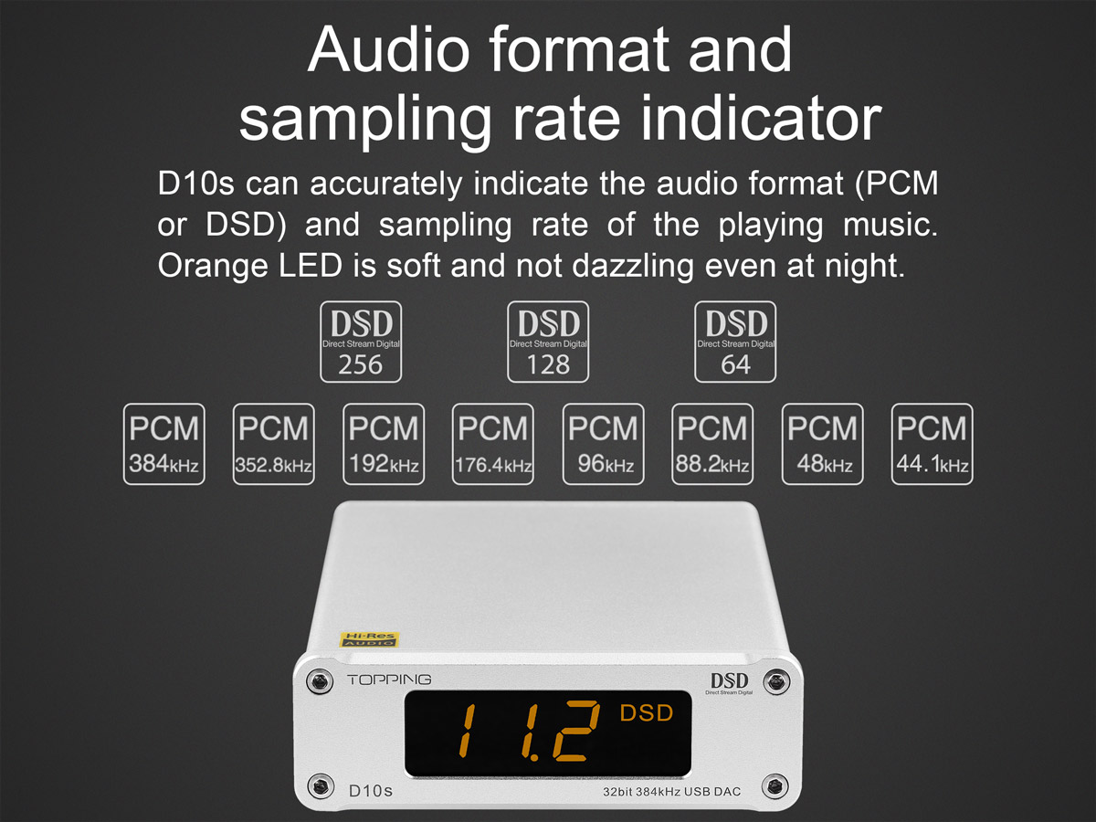 Topping D10s HiFi DAC USB DAC XU208 ES9038Q2M DSD256 32bit/384kHz