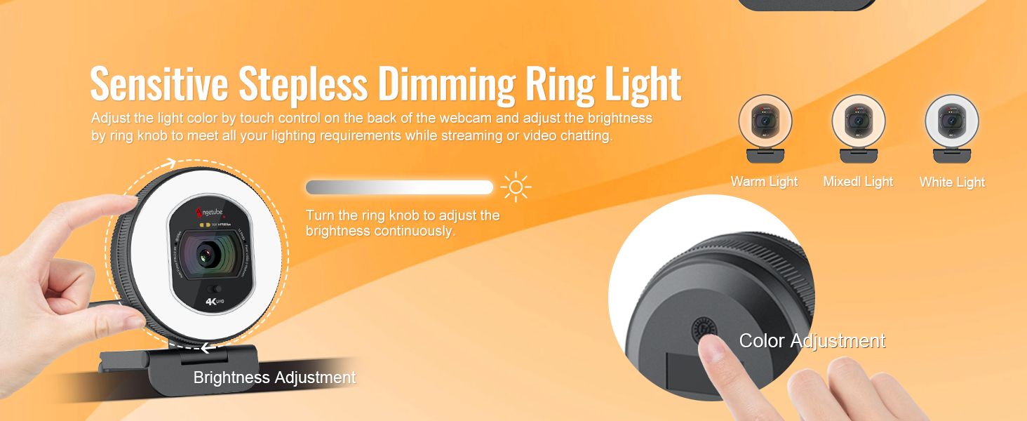 Sensitive Stepless Dimming Ring Light