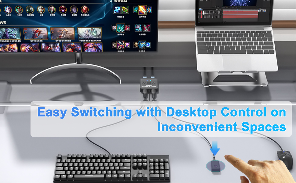 USB 3.0 Switch 2 in 2 Out, USB Switcher 2 Computers Sharing Keyboard and Mouse