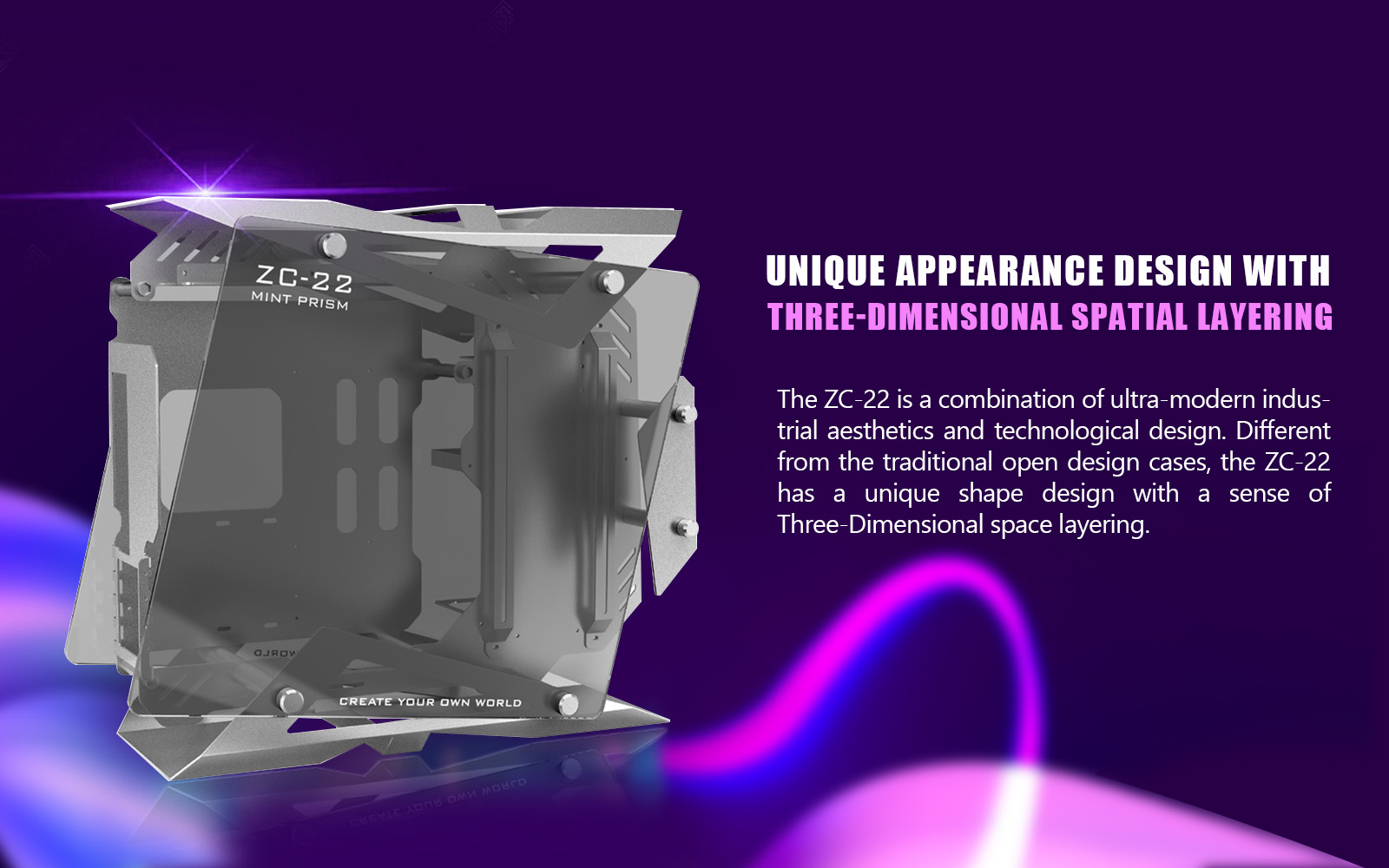 Zeaginal ZC-22 Mint Prism Tempered Glass Computer Case-Silver