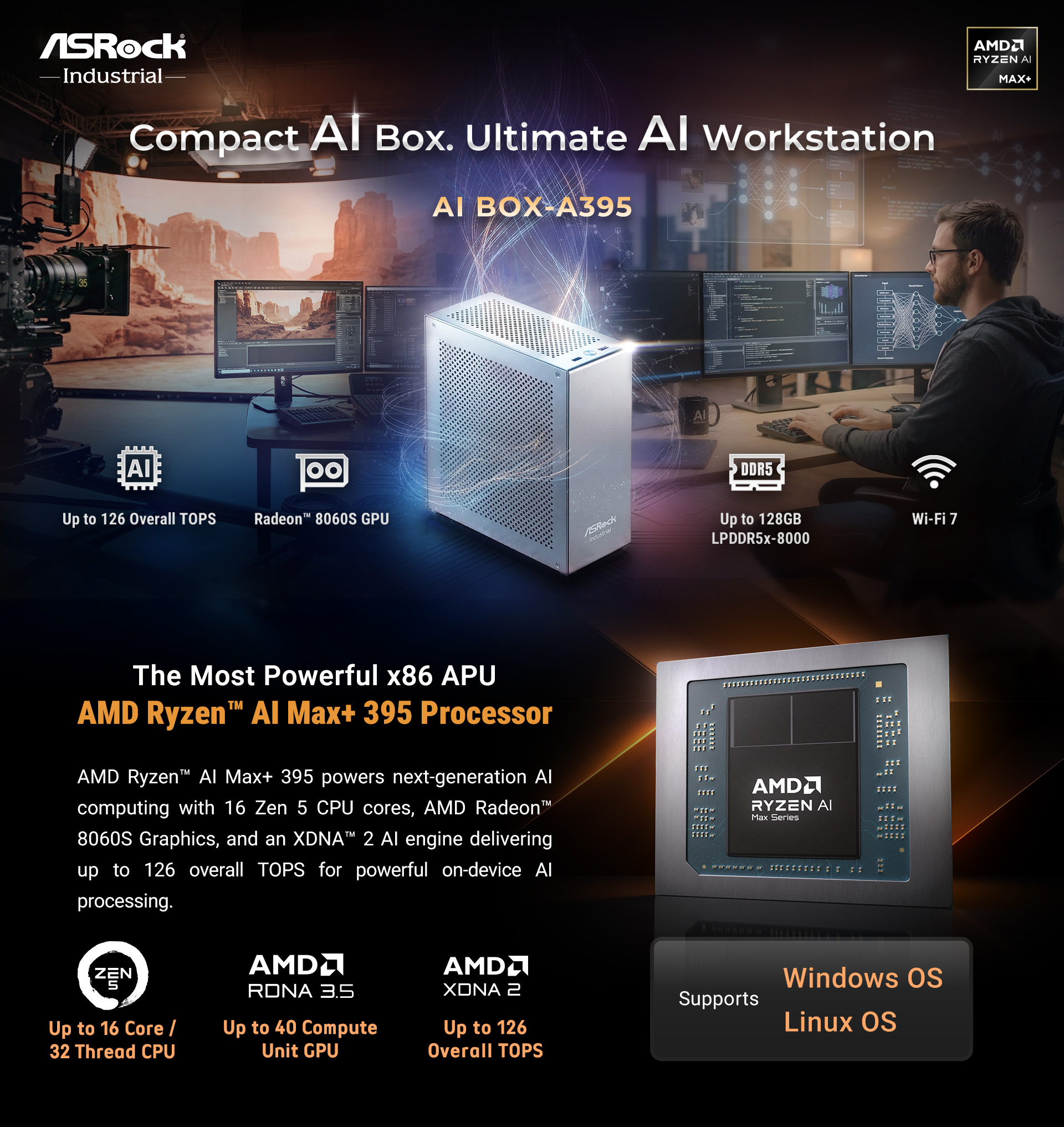 ASRock Industrial AI BOX-A395 Mini PC