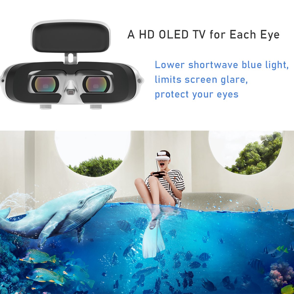  GOOVIS Pro AMOLED Display, Blu-Ray 2D / 3D Glasses HMD Support  4K Blue-ray 3D Movies,Netflix Prime Video Hulu Apple TV+  Video  Movies Compatible with PS5 and Gaming Consoles HDMI connectable 