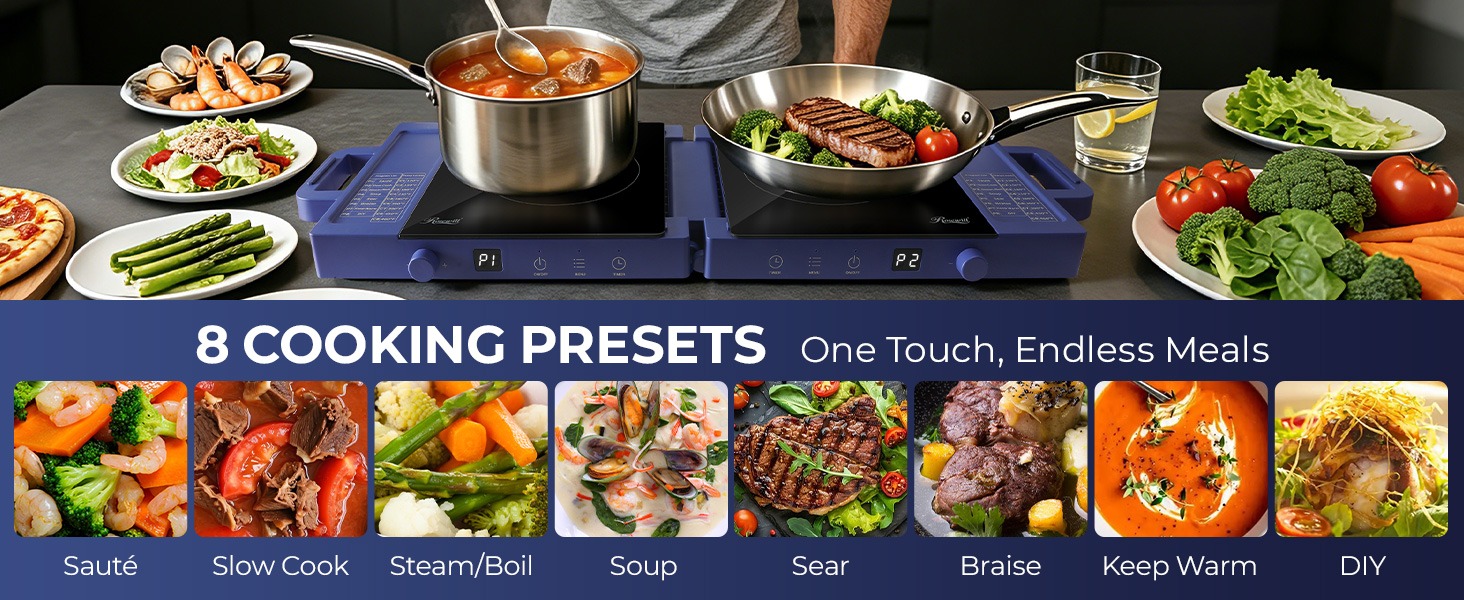 Rosewill RHAI-25002BL Foldable Dual Induction Cooktop Burner