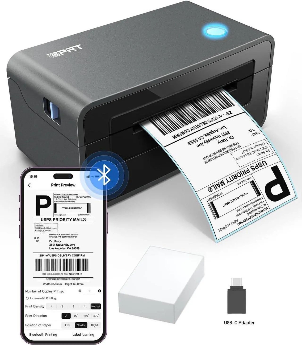 Bluetooth Thermal Label Printer 4x6 High Speed