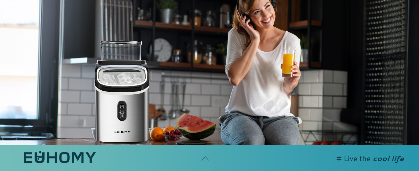 Euhomy IM005CSI Silver Countertop Portable Cube Ice Maker