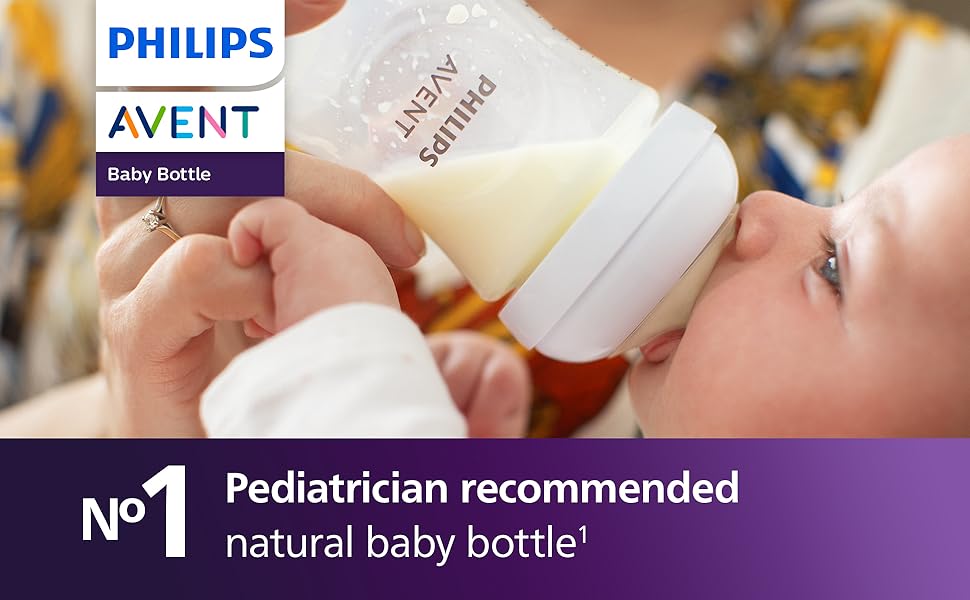 Philips Avent Natural Baby Bottle With Natural Response Nipple, Purple, 9oz 4pk