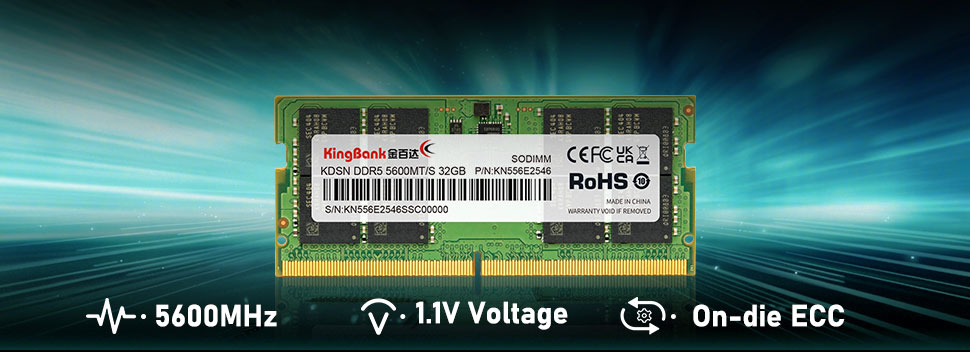 Kingbank 32GB 262-Pin DDR5 SO-DIMM DDR5 5600 (PC5 44800) Laptop Memory