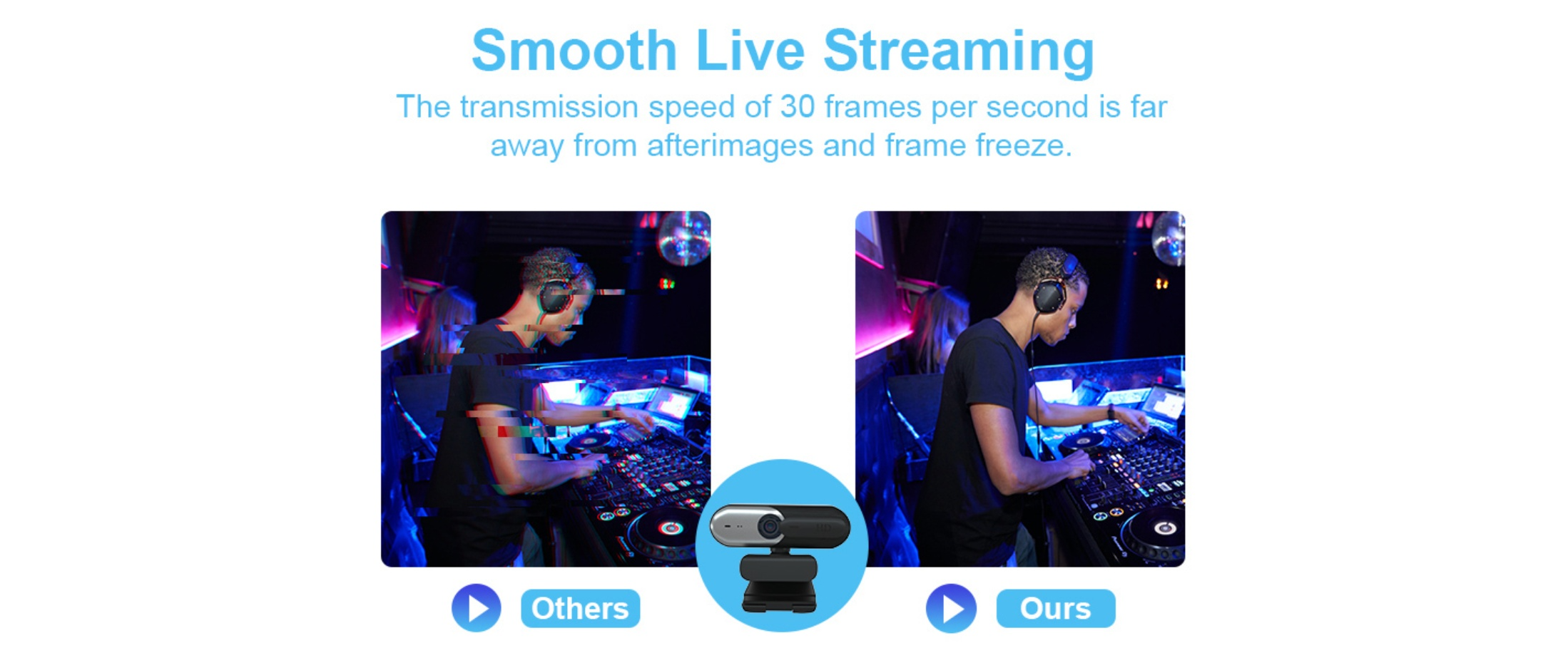 1080P webcam 30fps, smooth live streaming, no ghosting or frozen frame