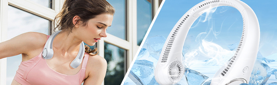 Gemdeck Portable Neck Fan, 3000 mAh Hands Free Bladeless Fan,Wearable Personal Fan 3 Speeds Pink