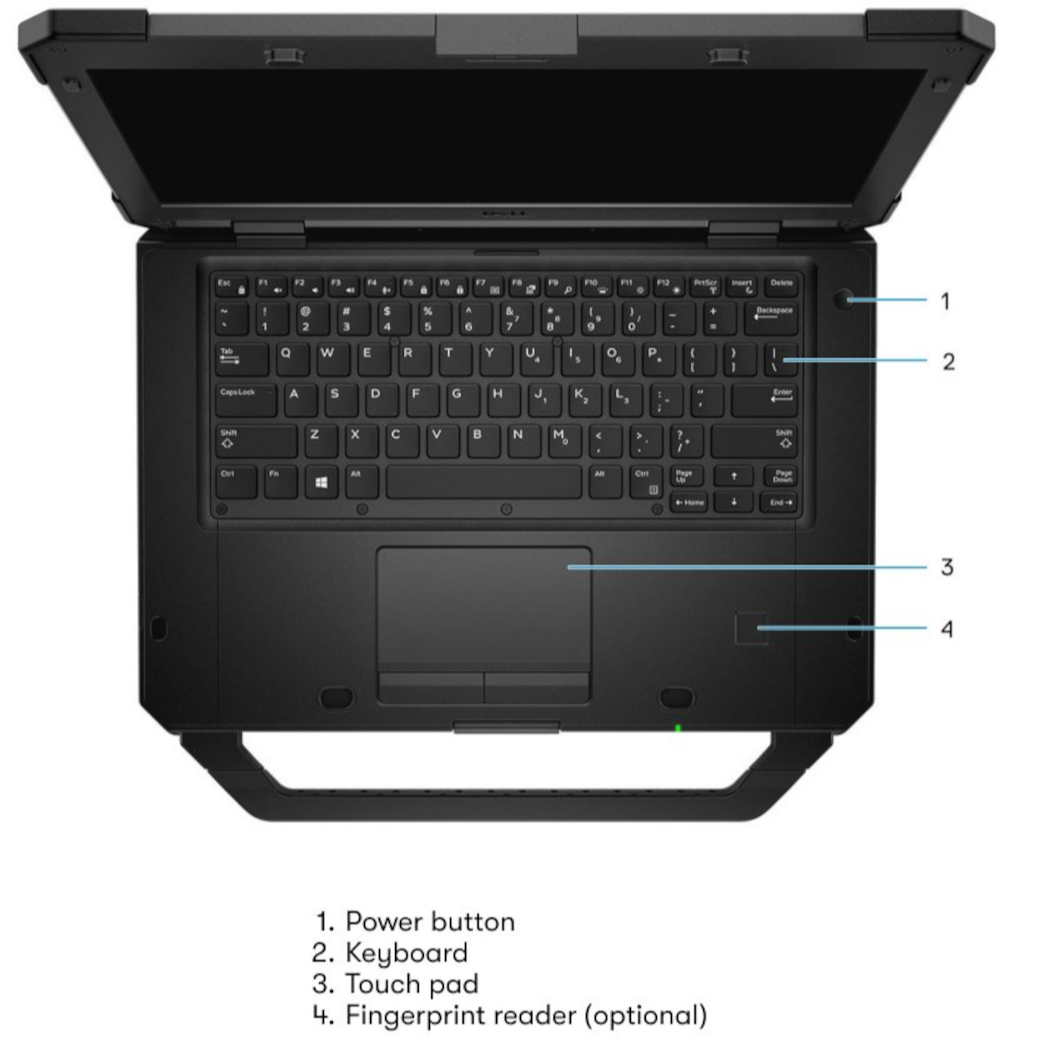 Dell Latitude 5420 Rugged, Top View, Keyboard