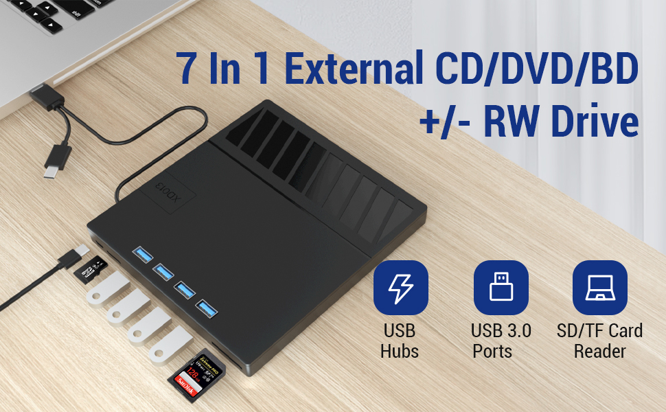 7 in 1 USB Hubs Blu-ray Drive