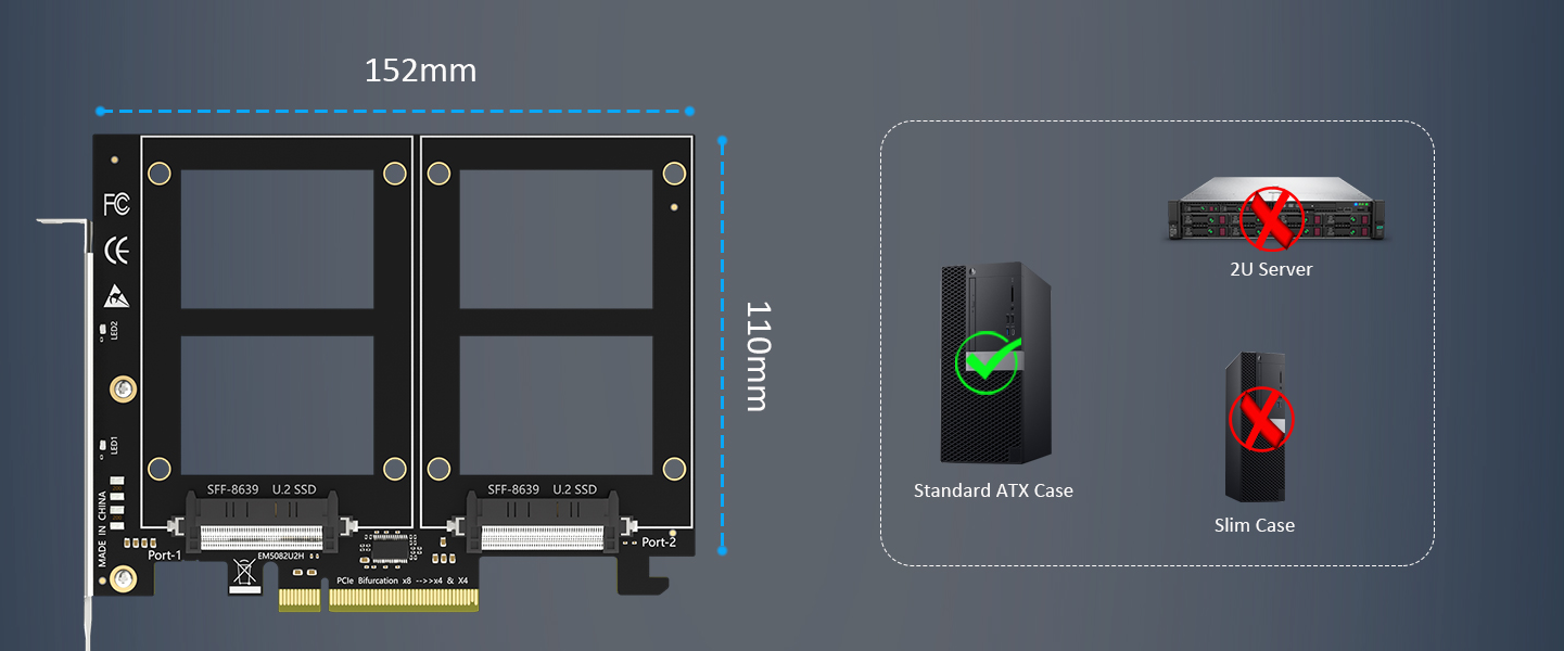 Dual U.2 to PCIe 4.0 X8